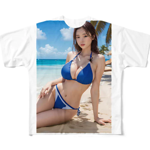 ＡＩ美女と海へ フルグラフィックTシャツ