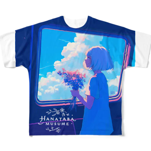 A Girl and Flowers on the Journey フルグラフィックTシャツ