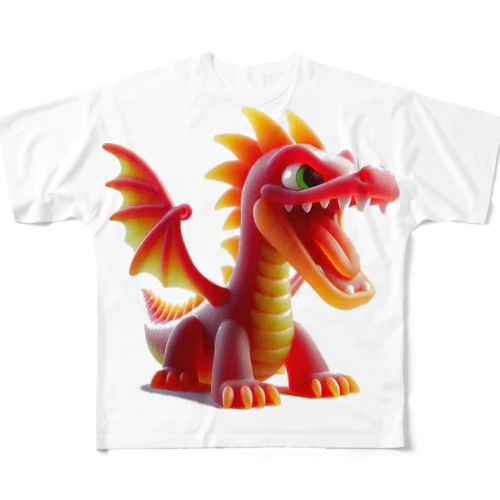 ドラゴングミ食べよぉ フルグラフィックTシャツ