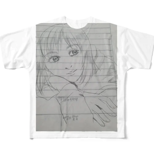 手書き 女の子 All-Over Print T-Shirt