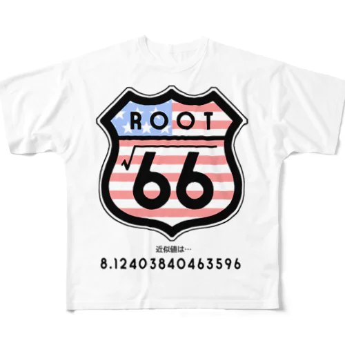 「ROUTE66」。ん? スペルが違うぞ!?（国旗柄） フルグラフィックTシャツ