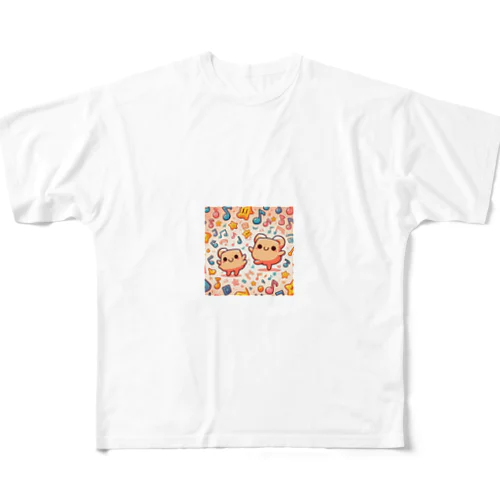 音楽と喜びの不思議キャラクター All-Over Print T-Shirt