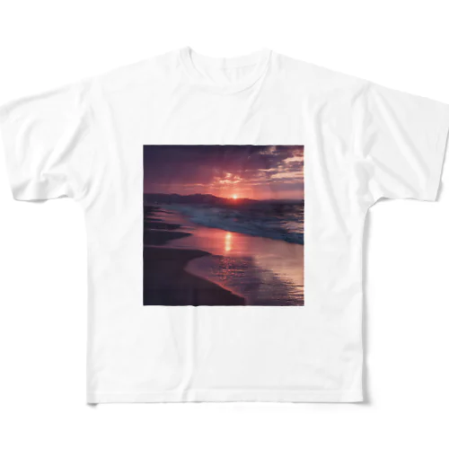 海辺の夕日 All-Over Print T-Shirt