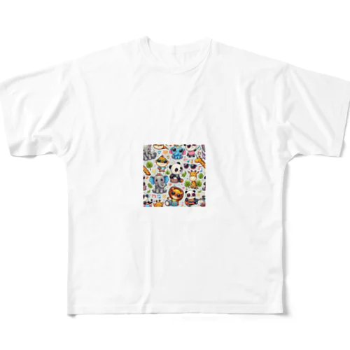 可愛い動物 All-Over Print T-Shirt