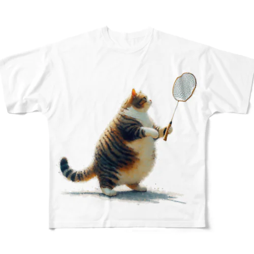 ダイエット猫 フルグラフィックTシャツ