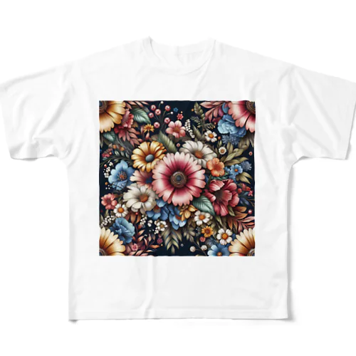 フラワー All-Over Print T-Shirt