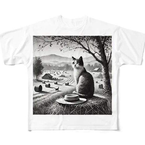 猫　街道 フルグラフィックTシャツ