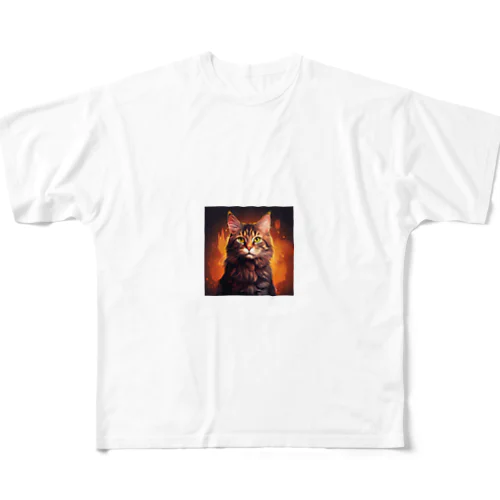猫 フルグラフィックTシャツ
