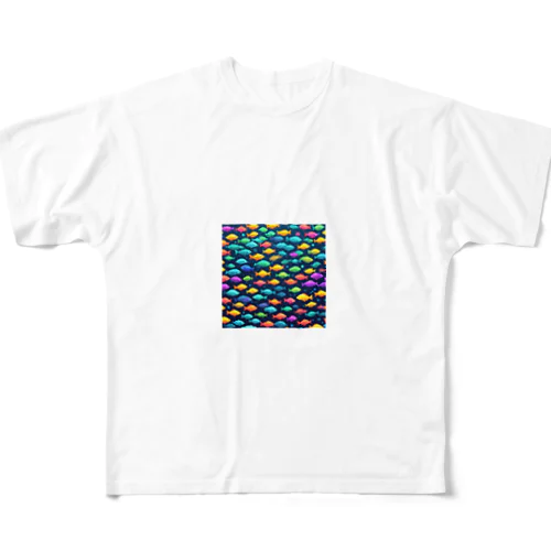 泳いでいる魚の鱗 フルグラフィックTシャツ