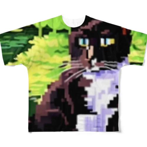 Fresh greenery and cat！ All-Over Print T-Shirt