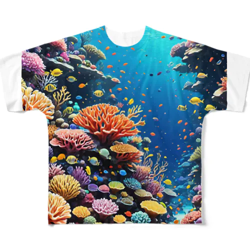 蒼いサンゴ礁 フルグラフィックTシャツ