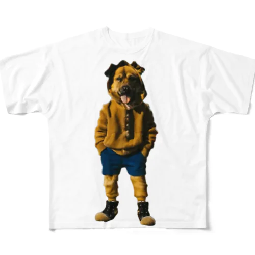 パーカー犬 フルグラフィックTシャツ