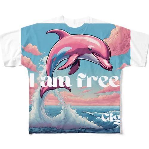 自由だ〜 フルグラフィックTシャツ