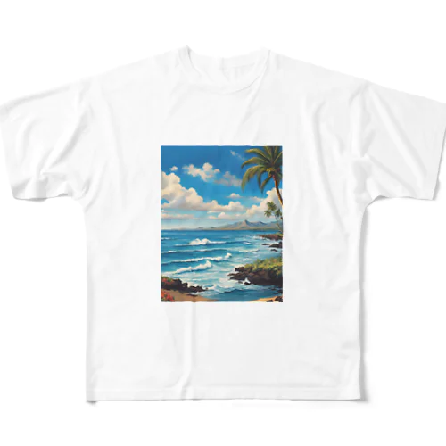 南国ビーチ All-Over Print T-Shirt