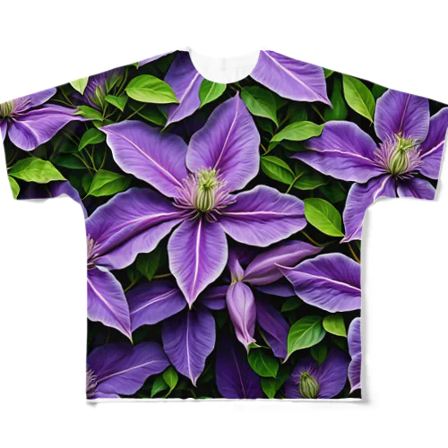クレマチス品種フラウ・ミキコ All-Over Print T-Shirt