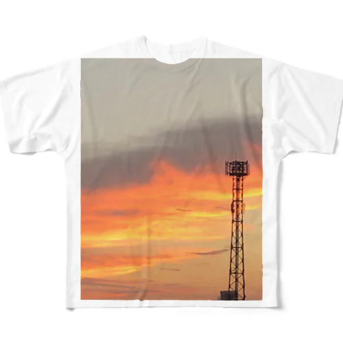 ダイナミックに夕焼け フルグラフィックTシャツ