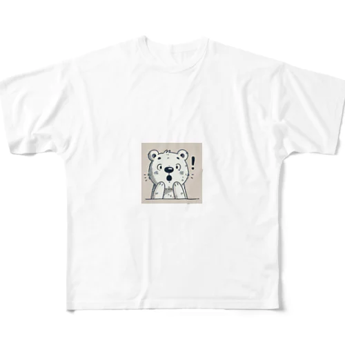 びっくりした表情がキュートなくまのフリーハンド描画 All-Over Print T-Shirt