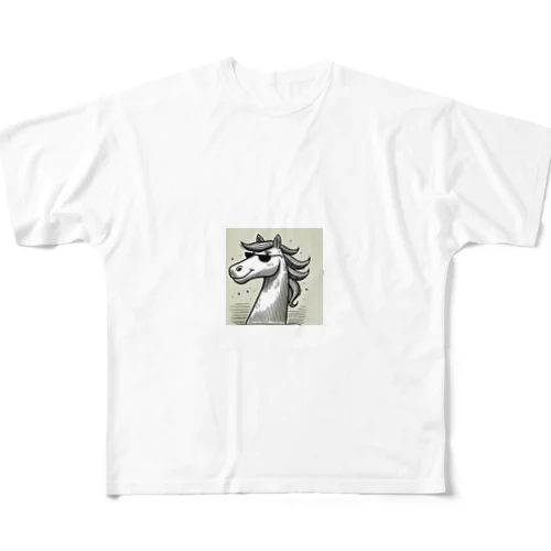 カッコいい馬が、まるでスタイリッシュなロッカーのようにサングラスを着用！ All-Over Print T-Shirt