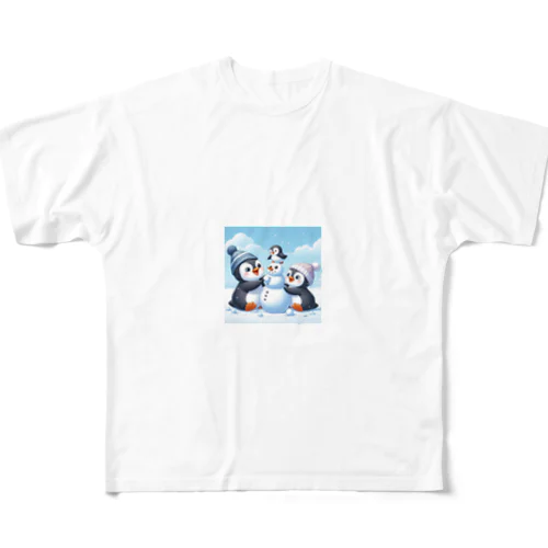 たのしいペンギン All-Over Print T-Shirt