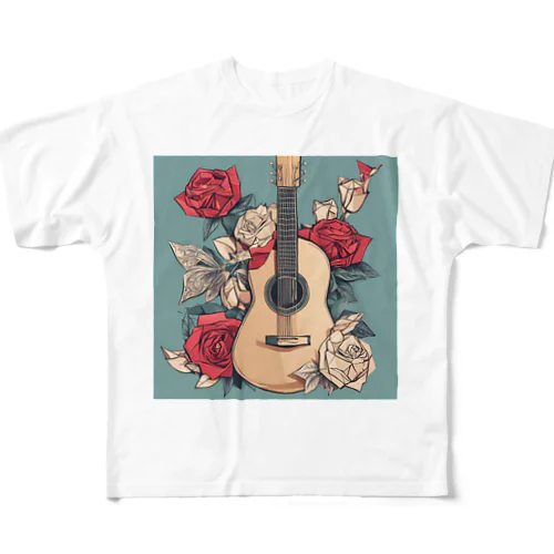 バラとギター All-Over Print T-Shirt