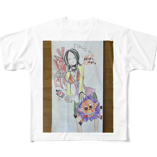 タロット女神【STRENGTH はいはい、良しヨシ！】 フルグラフィックTシャツ