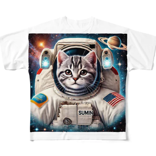 スペースcat フルグラフィックTシャツ