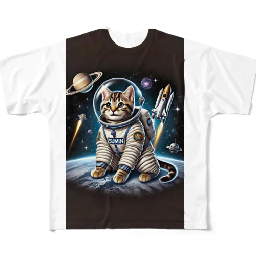 スペースCat フルグラフィックTシャツ