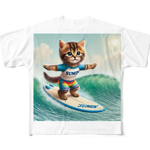 サーフィンCat フルグラフィックTシャツ