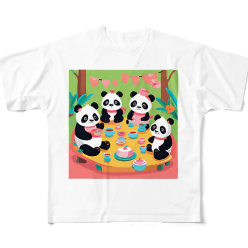 パンダのティーパーティー All-Over Print T-Shirt