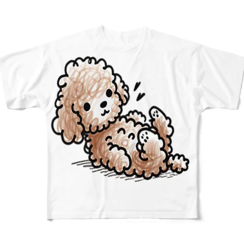 イラスト犬シリーズ　「プードル」 フルグラフィックTシャツ