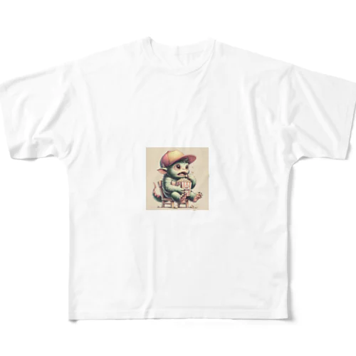 うまうまポップコーン All-Over Print T-Shirt