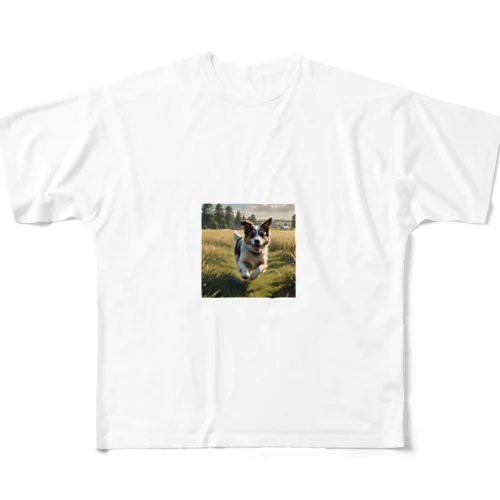 走ってる犬 フルグラフィックTシャツ