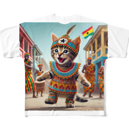ナポリ族風Cat All-Over Print T-Shirt