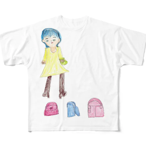 青い髪の女の子 All-Over Print T-Shirt
