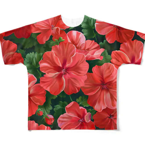 美しいゼラニウムの花　3　イラスト All-Over Print T-Shirt