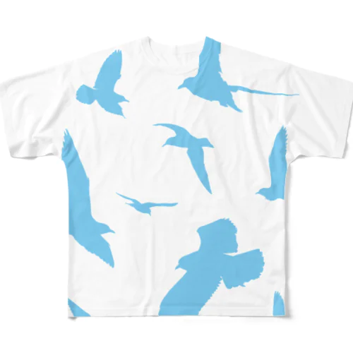 大空に羽ばたく鳥のシルエット All-Over Print T-Shirt