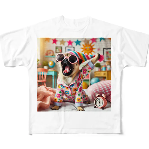 GOOD MORNING かわいいパグ All-Over Print T-Shirt