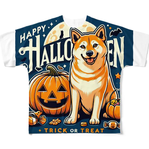 DOG x HALLOWEEN 03🟦(濃色用) All-Over Print T-Shirt