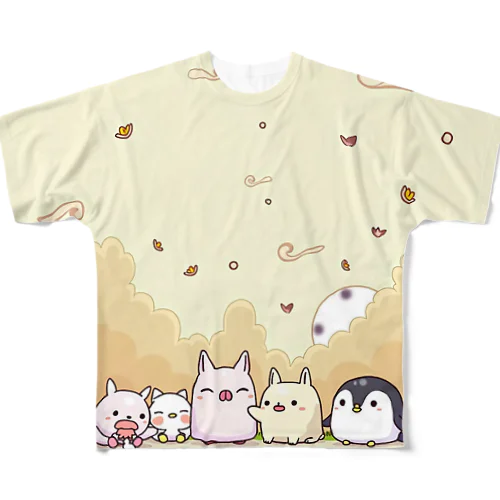 パステルの草原での仲間たち All-Over Print T-Shirt