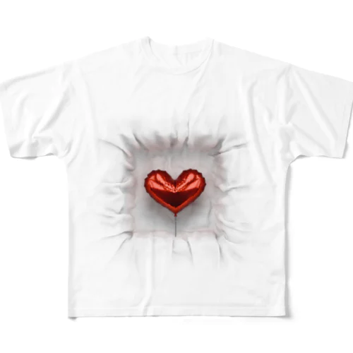 四角い空間の中にハートの風船 All-Over Print T-Shirt