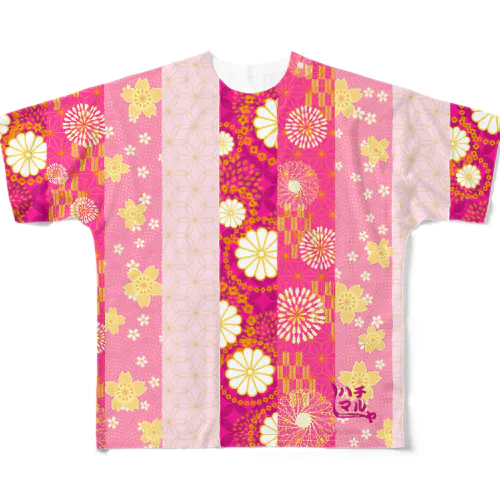 ハチマルヤ_和柄５_ピンク All-Over Print T-Shirt