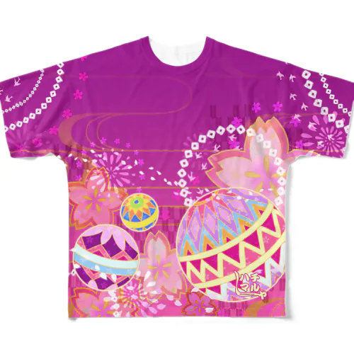 ハチマルヤ_和柄6_ピンク All-Over Print T-Shirt