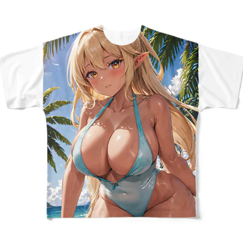 エルフ金髪水着のタレイア-二次元タレイアシリーズNo.1 4-1-250202 All-Over Print T-Shirt