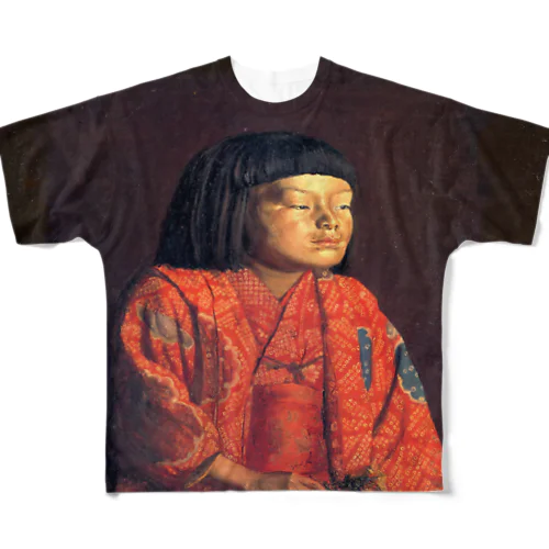 洋画家・岸田劉生の傑作『童女図 麗子立像』を手元に All-Over Print T-Shirt