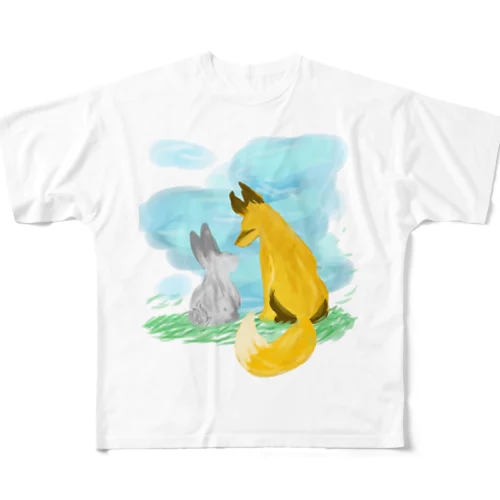 狐とうさぎ All-Over Print T-Shirt