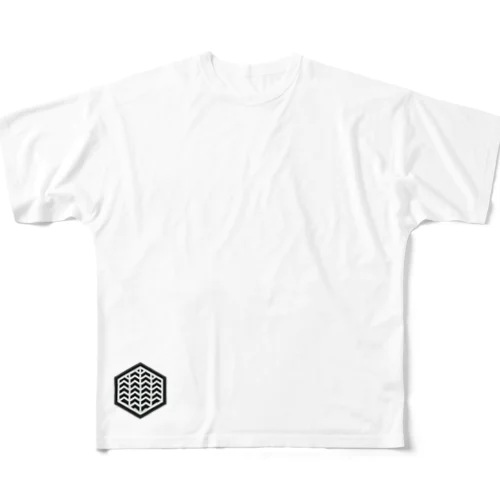  【スタイリッシュな六角形ロゴ】モノクロのミニマルスタイル All-Over Print T-Shirt