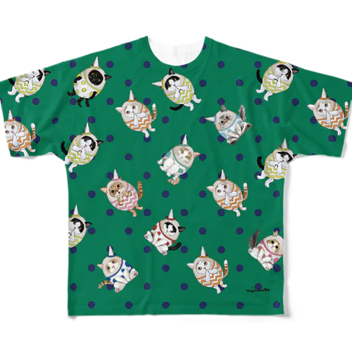 ハンプティ・ニャンプティパターン All-Over Print T-Shirt