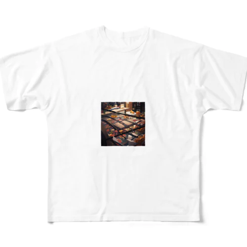 00247-食物を整理している店 皮鳳、カリカン、マグロ・パパ a food shop with a variety of seafood All-Over Print T-Shirt