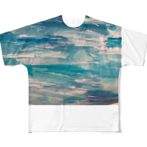 青 All-Over Print T-Shirt