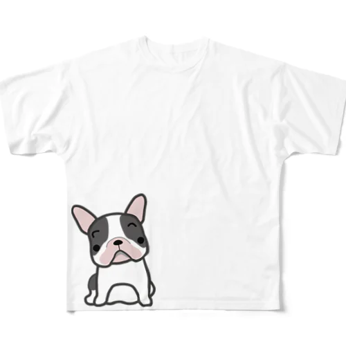 ひょっこりパグ フルグラフィックTシャツ